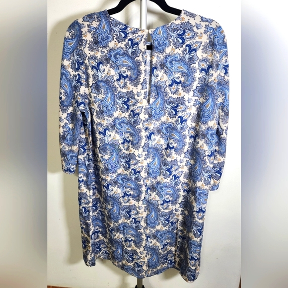 H&M BLUE AND BEIGE PAISLEY PRINT MINI DRESS 12. - Picture 2 of 4